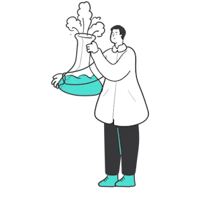 Cientista trabalhando com um frasco Cientista trabalhando com um frasco